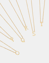 Stainless Steel Initial Pendant Necklace, Gold (GOLD), large