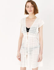 Frill Shoulder Lace Tabard, White (WHITE), large