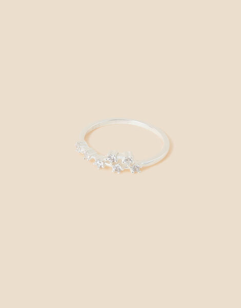 Recycled Sterling Silver Sparkly Constellation Cancer Ring, White (ST CRYSTAL), large