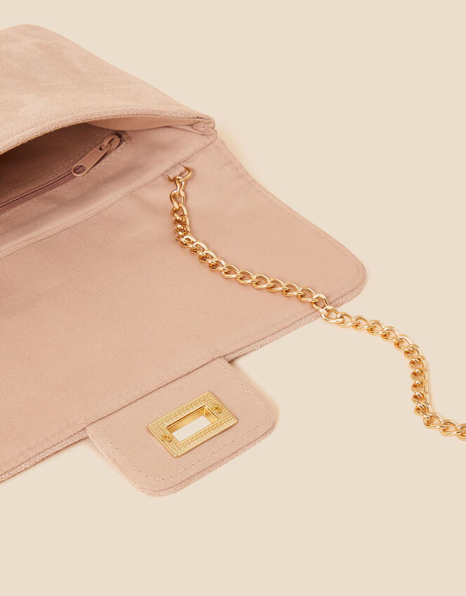 Suedette Flat Fold Clutch, Nude (NUDE), large