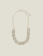 Triangle Molten Statement Necklace, Silver (SILVER), large