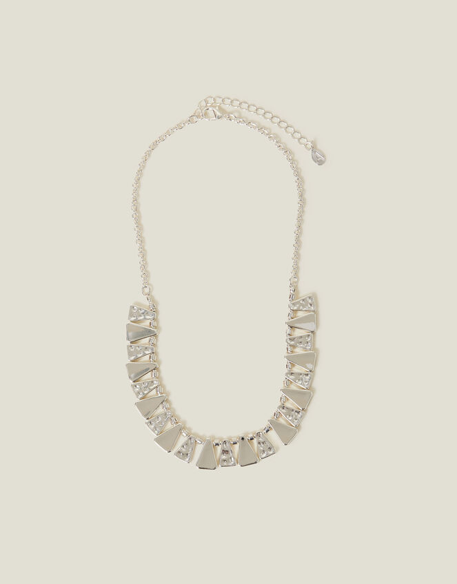 Triangle Molten Statement Necklace, Silver (SILVER), large