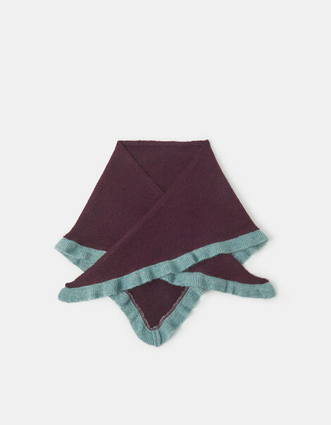 Frill Knitted Triangle Scarf, , large