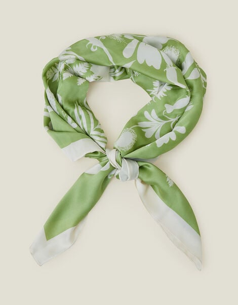 Satin Square Scarf, Green (GREEN), large