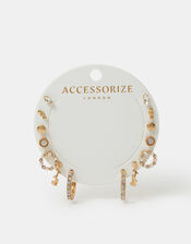 7-Pack Pearl Gem Stud and Hoop Earrings, , large