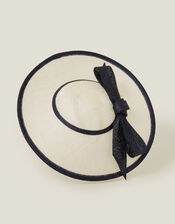 Two Tone Bow Disc Fascinator, Black (BLACK WHITE), large