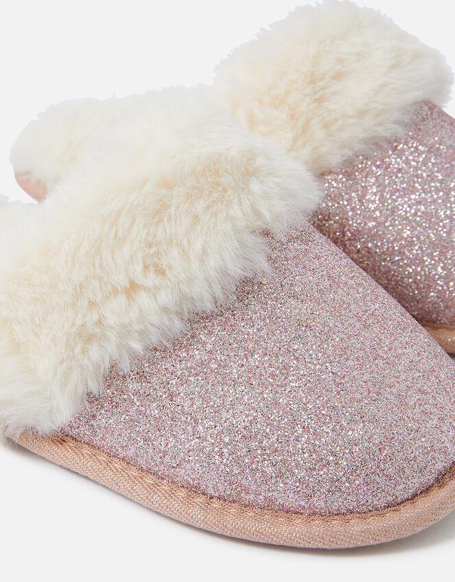 Girls Glitter Mule Slippers, Pink (PINK), large