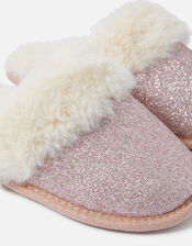 Girls Glitter Mule Slippers, Pink (PINK), large
