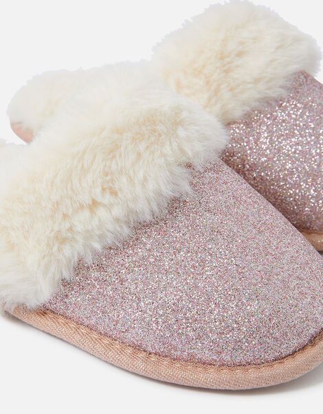 Girls Glitter Mule Slippers Pink, Pink (PINK), large