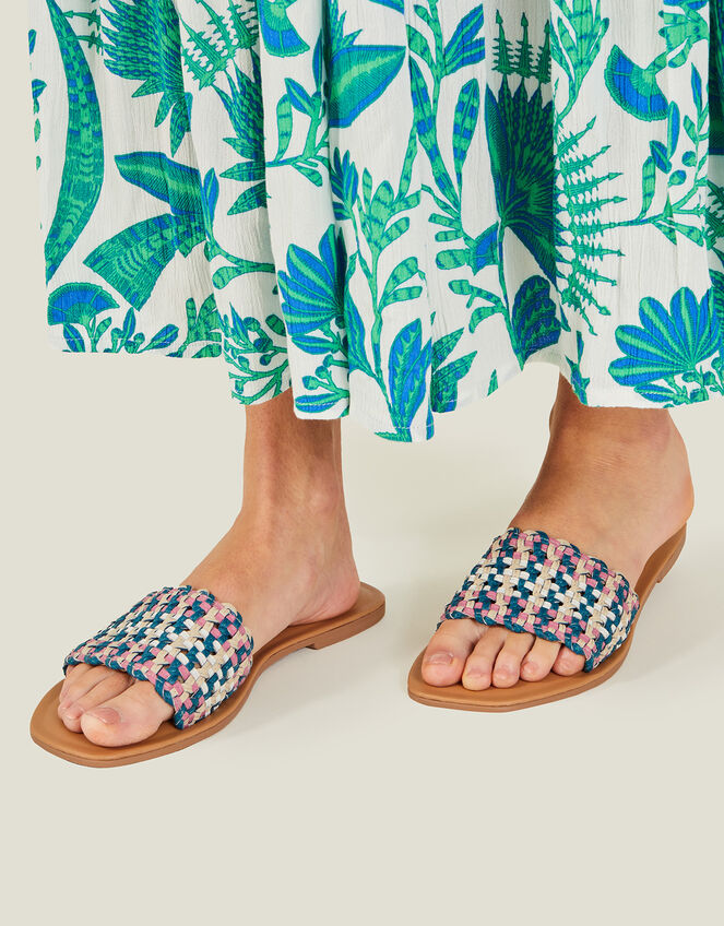 Leather Woven Sliders, Multi (BRIGHTS MULTI), large