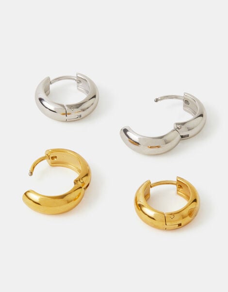 2-Pack Stainless Steel Hoop Earrings, , large