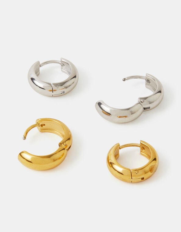 2-Pack Stainless Steel Hoop Earrings, , large