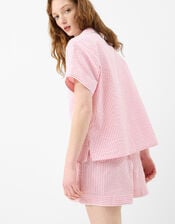 Stripe Seersucker Short Pyjamas Set, Pink (PINK), large