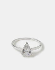 Sterling Silver Pear Cut Engagement Ring, Silver (ST SILVER), large