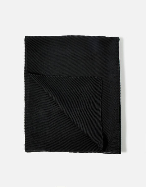 Lightweight Pleat Scarf Black, Black (BLACK), large