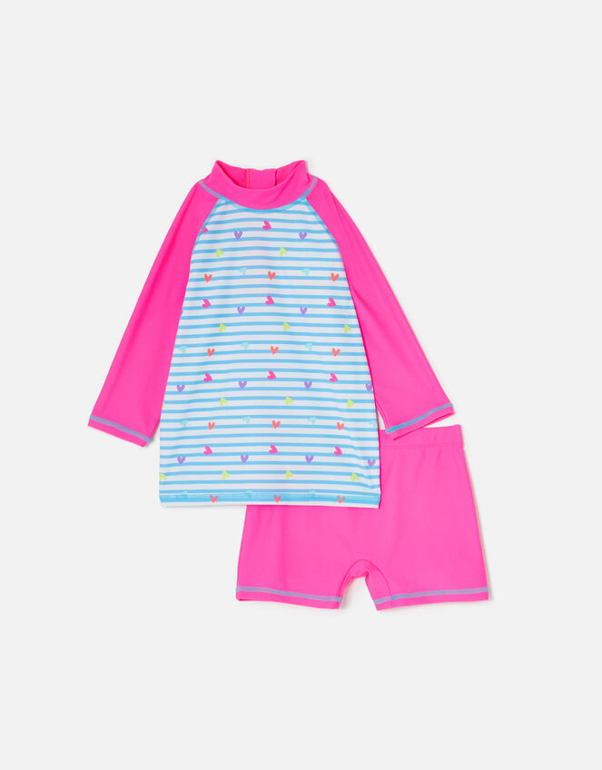Girls Heart Print Two-Piece Swimsuit, Multi (BRIGHTS-MULTI), large