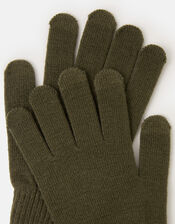 Plain Touch Screen Gloves , Green (KHAKI), large