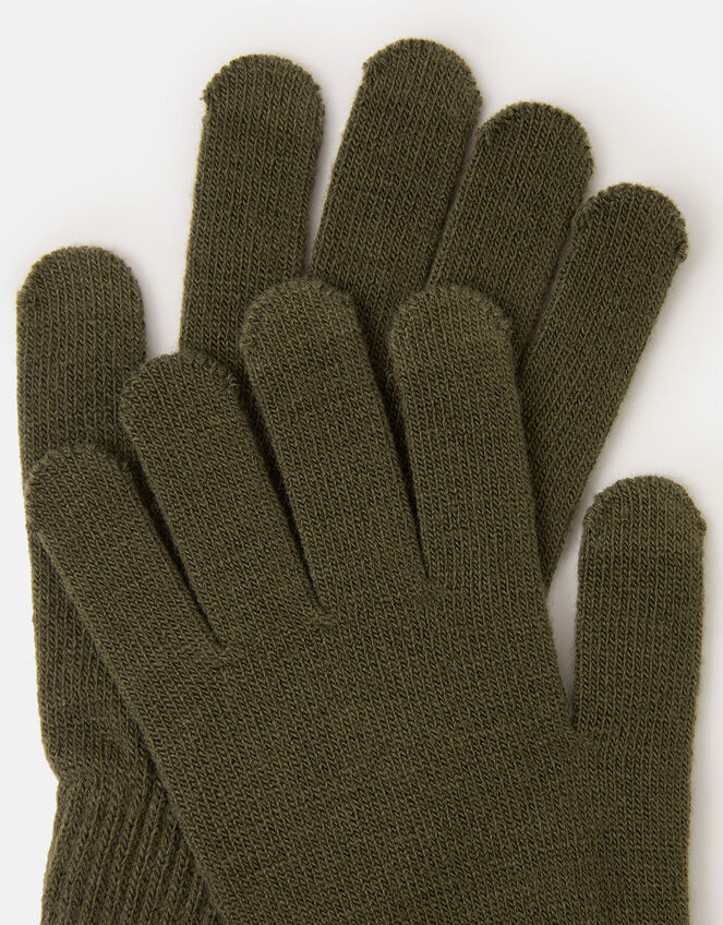 Plain Touch Screen Gloves , Green (KHAKI), large