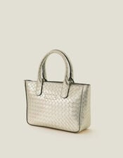 Woven Metallic Handbag, , large