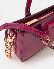 Patent Crossbody Handbag, Red (BURGUNDY), large