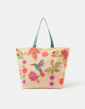 Embroidered Beach Tote Bag, , large
