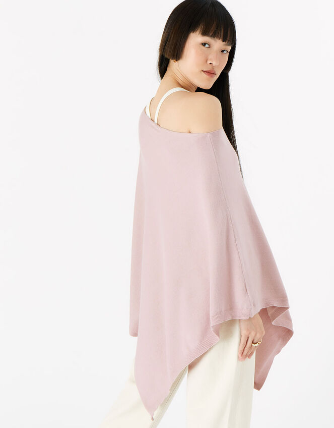 Lightweight Knit Poncho, Pink (PALE PINK), large