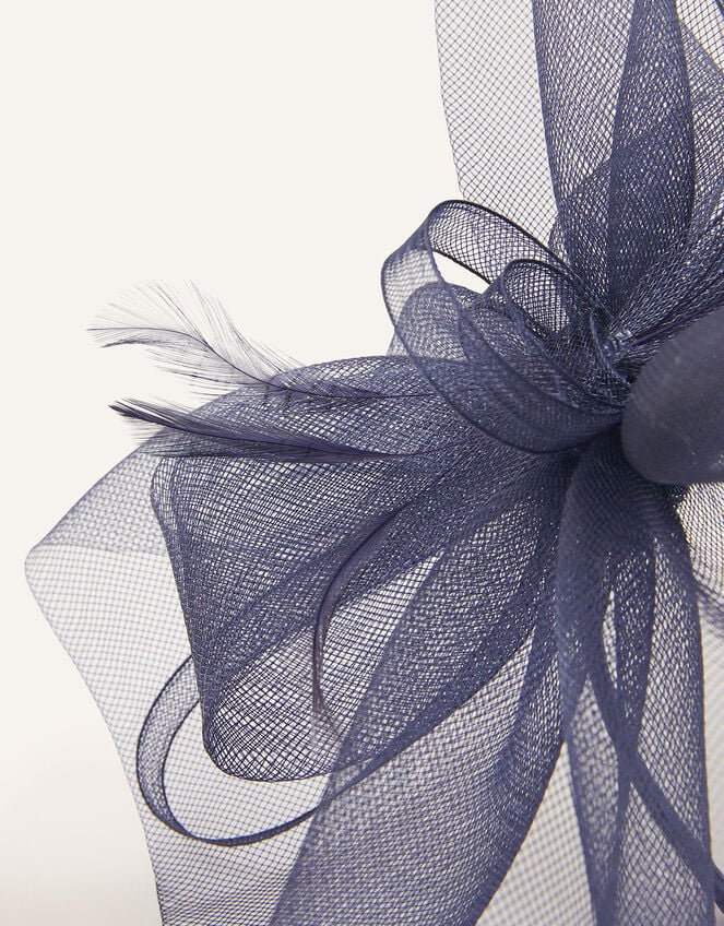 Mini Double Bow Crin Headband, Blue (NAVY), large