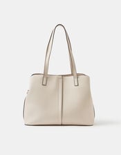 Webbing Strap Tote Bag, Cream (CREAM), large