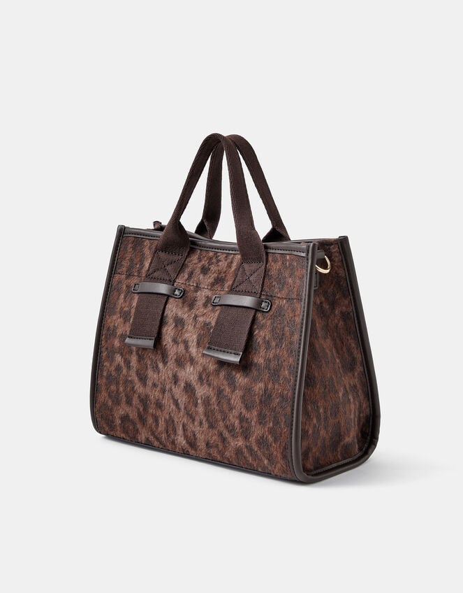 Leopard Print Faux Fur Handbag, , large