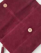 Foldover Suede Wristlet Bag, Red (BURGUNDY), large