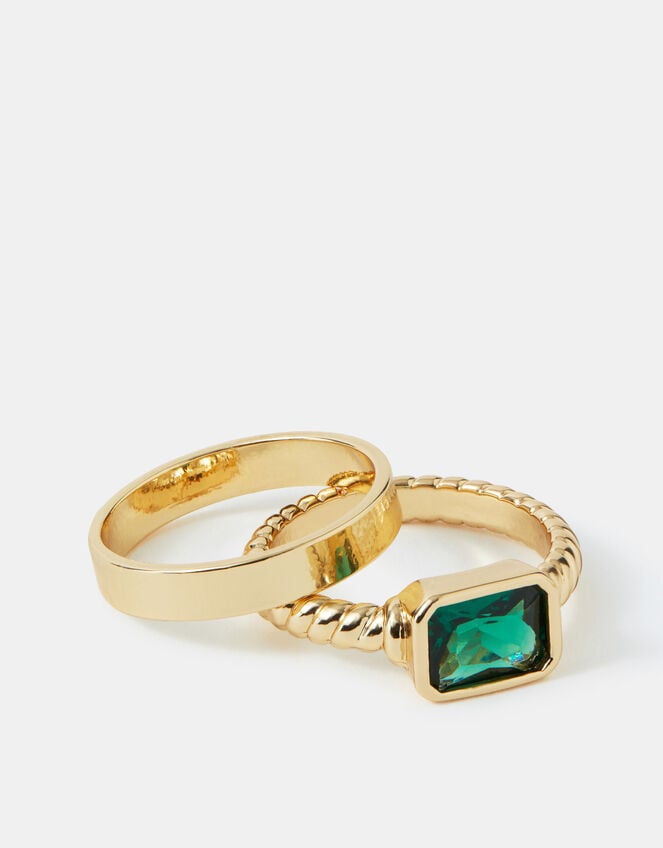 2-Pack Gemstone Rings, Gold (GOLD), large