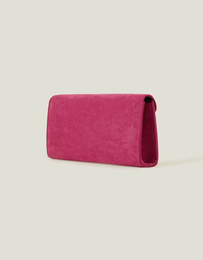 Suedette Box Clutch Bag, Pink (FUCHSIA), large