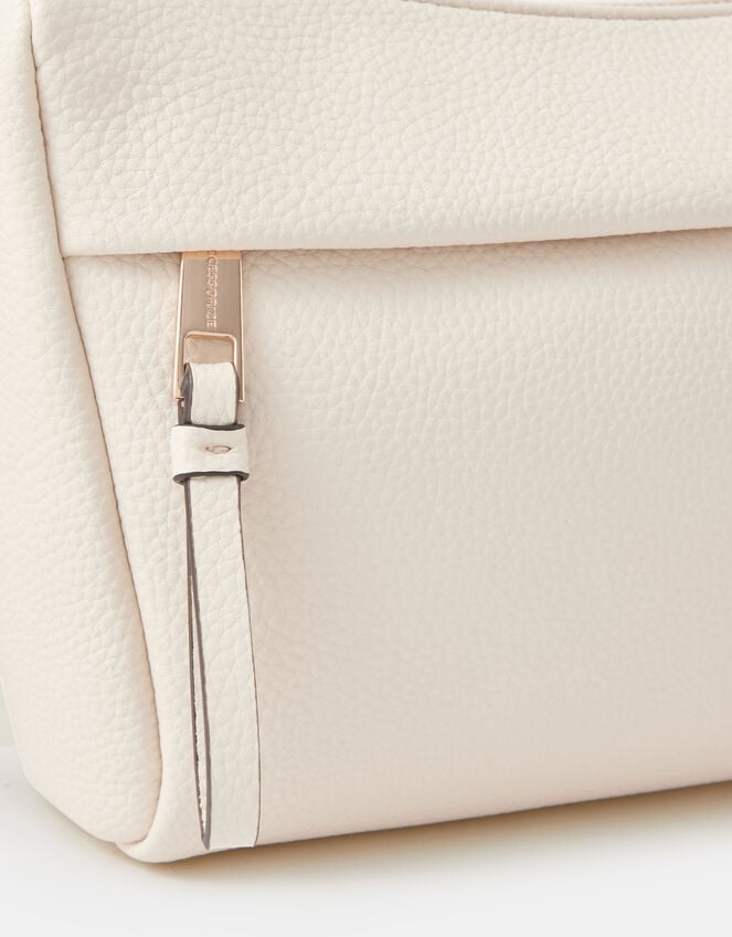 Zip Front Crossbody Bag, Cream (CREAM), large
