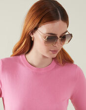 Metal Bevelled Edge Sunglasses, , large