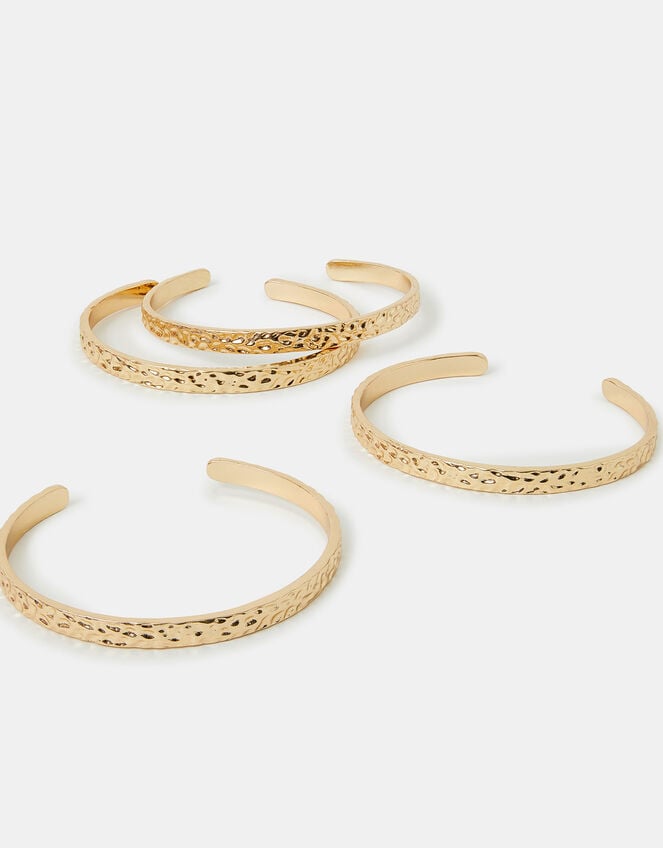 4-Pack Slim Hammered Cuff Bracelets, , large