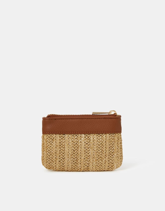 Metallic Raffia Coin Purse, , large
