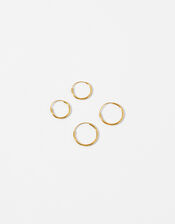 Gold-Plated Sterling Silver Mini Hoop Earring Set, , large