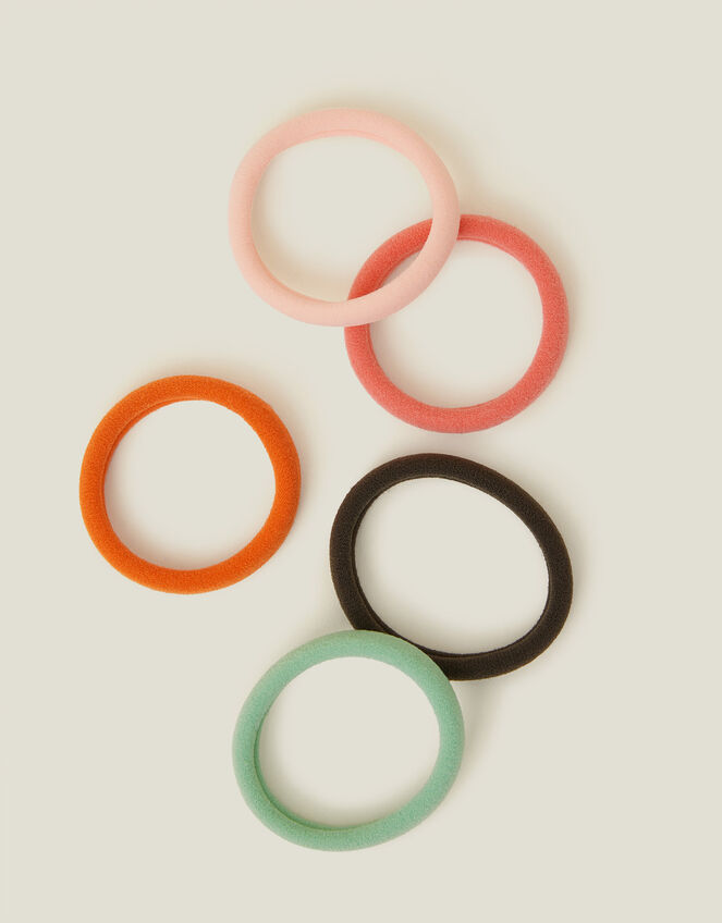 Towelling Hair Bands 5 Pack, Multi (PASTEL-MULTI), large