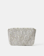 Embellished Fold Over Clutch Bag, Silver (SILVER), large