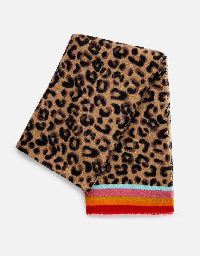 Leopard Border Print Scarf , , large