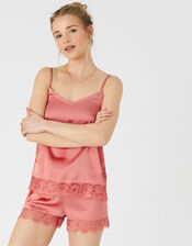 Lace and Satin PJ Set, Pink (PALE PINK), large
