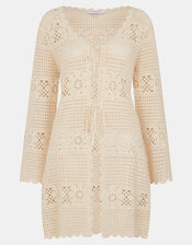 Crochet Tie Front Kaftan, Natural (NATURAL), large