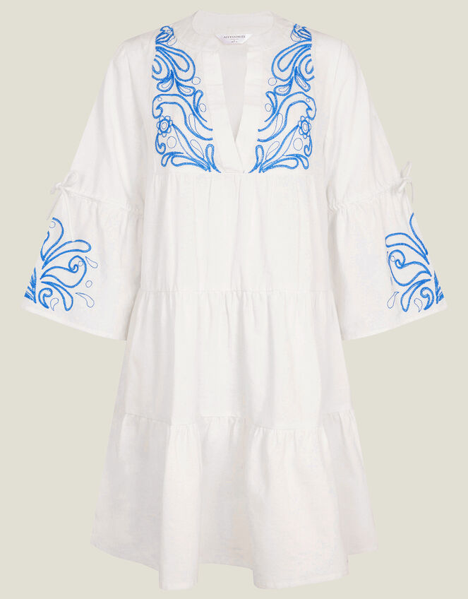 Embroidered Short Dress White