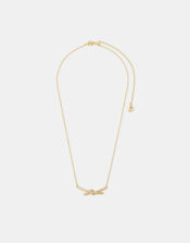 14ct Gold-Plated Diamanté Knot Necklace, , large