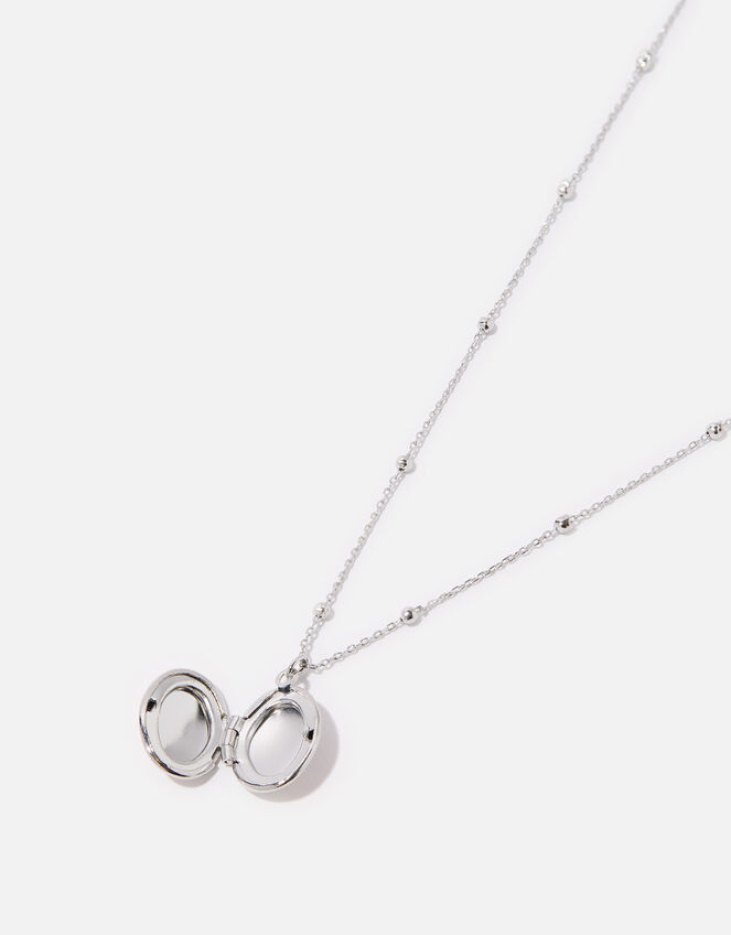 Platinum-Plated Locket Pendant Necklace, , large