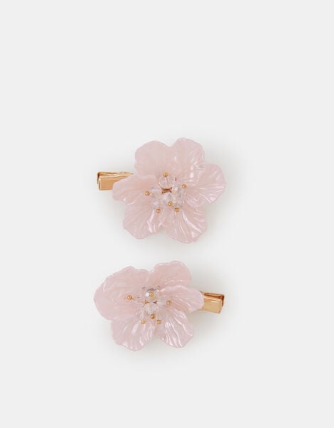 2-Pack Girls Blossom Flower Hair Clips, Pink (PINK), large