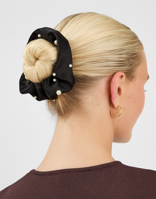 Pearl Satin Hair Scrunchie, , large