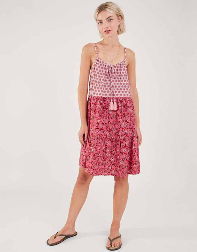 Mixed Shell Print Dress, Orange (CORAL), large