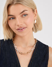 Two-Tone Chunky Link Chain Necklace, , large