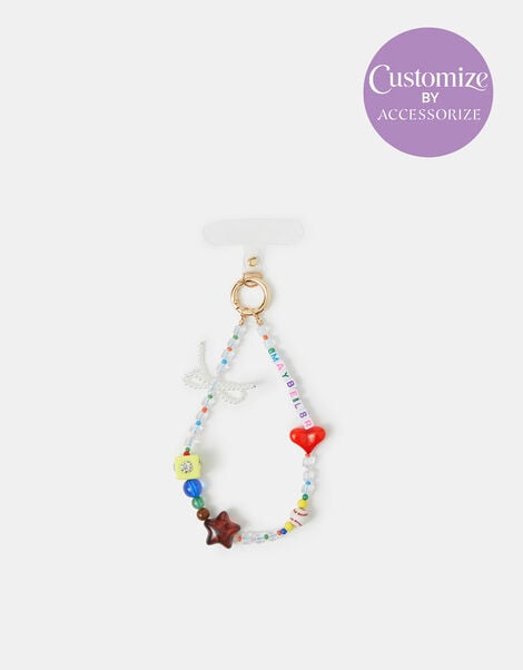 Slogan Beaded Wrist Phone Strap, , large